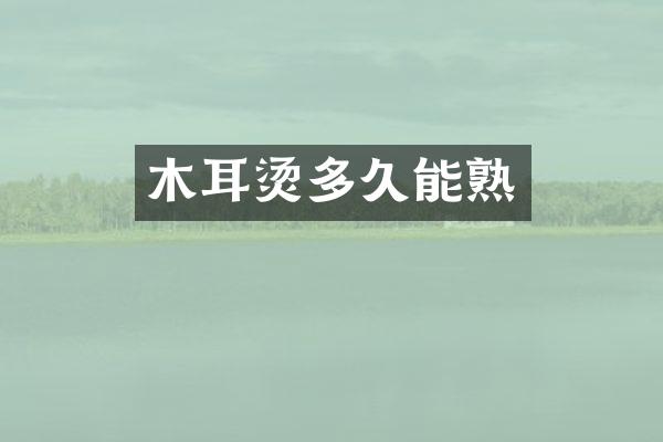 木耳烫多久能熟