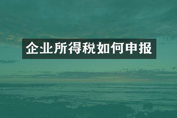企业所得税如何申报