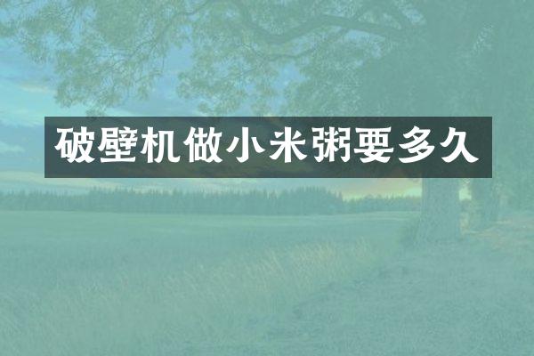 破壁机做小米粥要多久