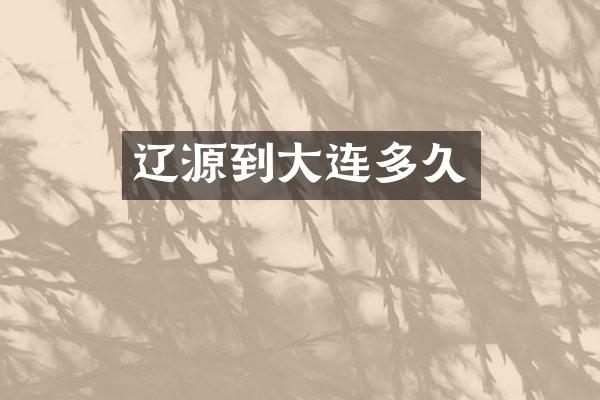 辽源到大连多久