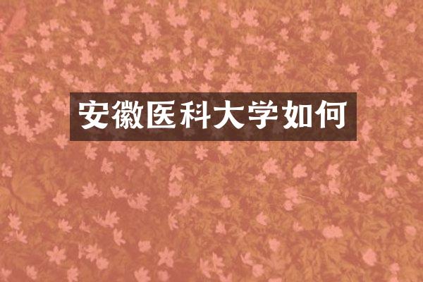 安徽医科大学如何