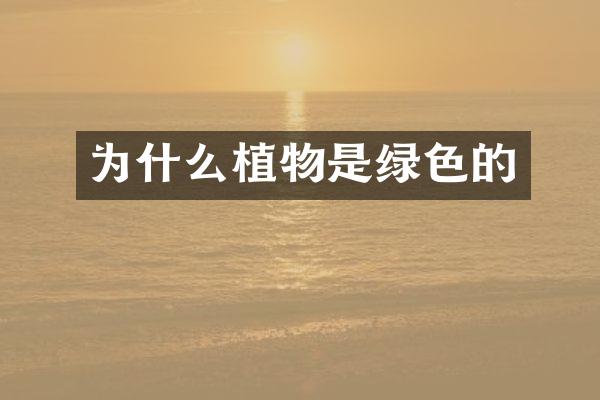 为什么植物是绿色的