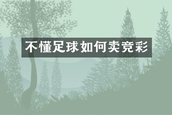 不懂足球如何卖竞彩