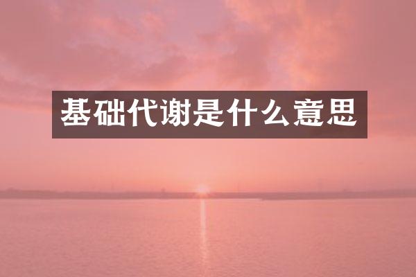 基础代谢是什么意思