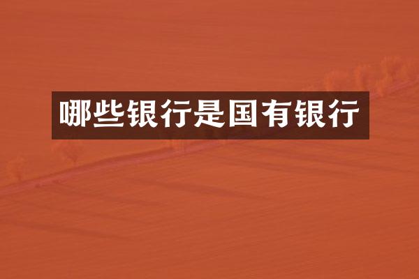 哪些银行是国有银行