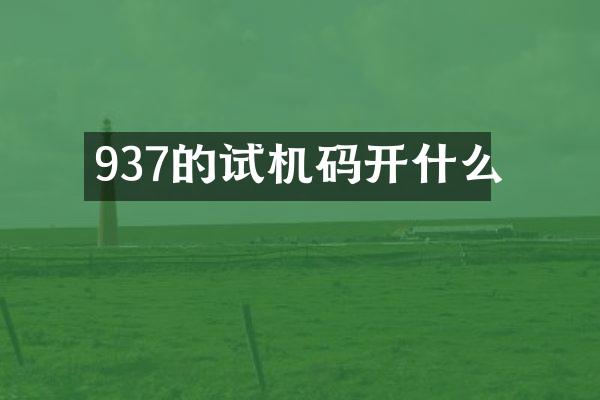 937的试机码开什么