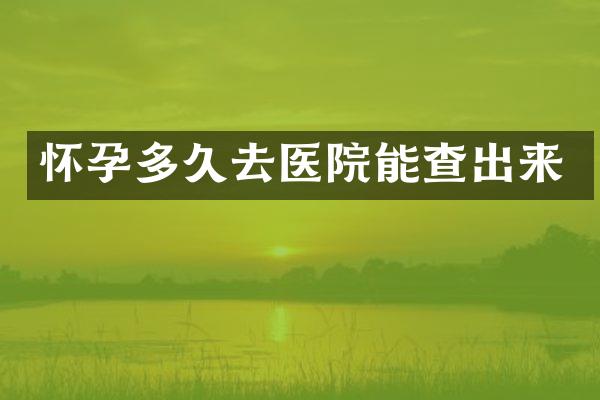 怀孕多久去医院能查出来