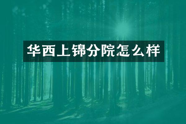 华西上锦分院怎么样
