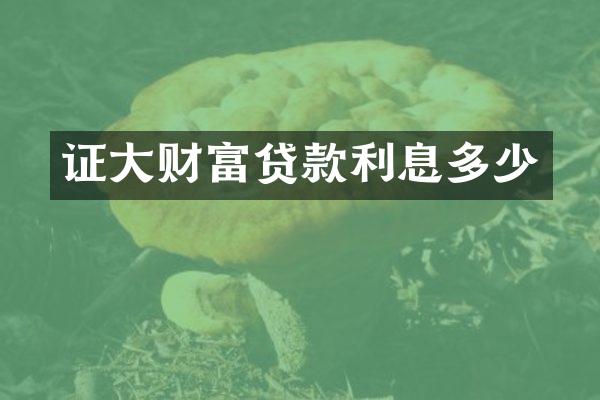 证大财富贷款利息多少