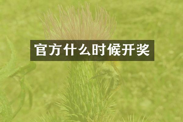 官方什么时候开奖