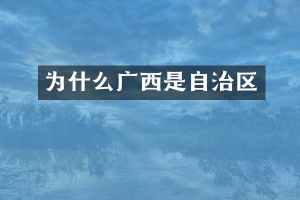 为什么广西是自治区