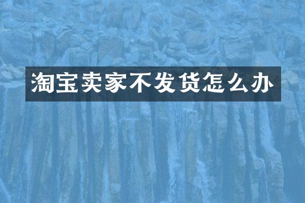 淘宝卖家不发货怎么办