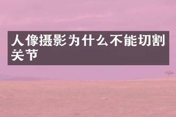 人像摄影为什么不能切割关节
