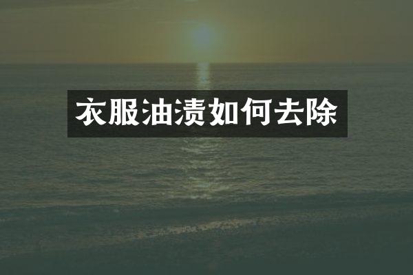 衣服油渍如何去除