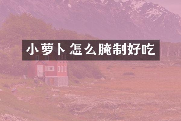 小萝卜怎么腌制好吃