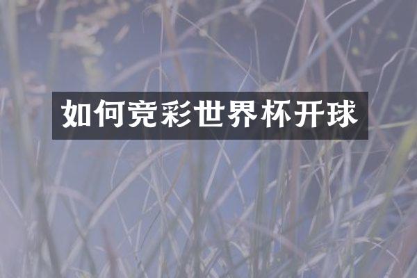 如何竞彩世界杯开球