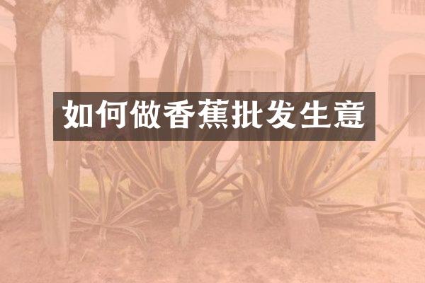 如何做香蕉批发生意