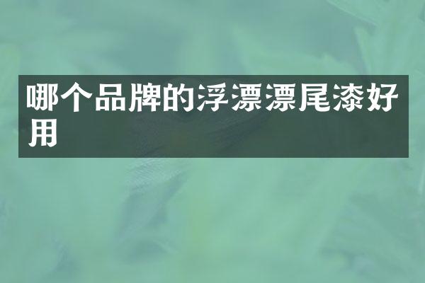 哪个品牌的浮漂漂尾漆好用