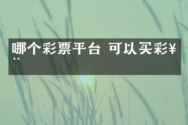 哪个彩票平台 可以买彩票