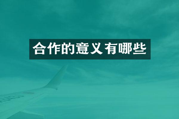 合作的意义有哪些