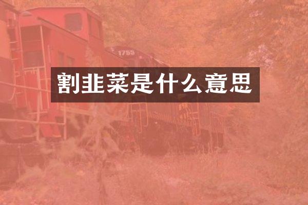 割韭菜是什么意思