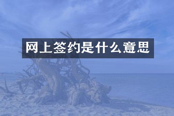 网上签约是什么意思
