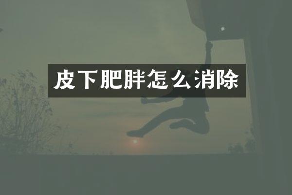 皮下肥胖怎么消除