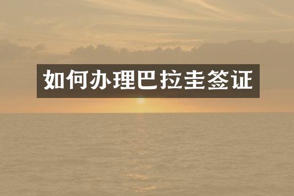 如何办理巴拉圭签证