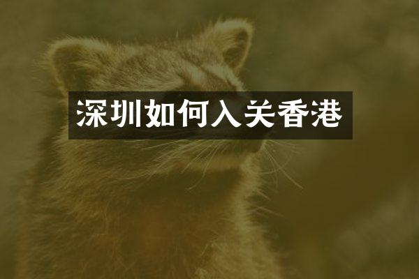 深圳如何入关香港