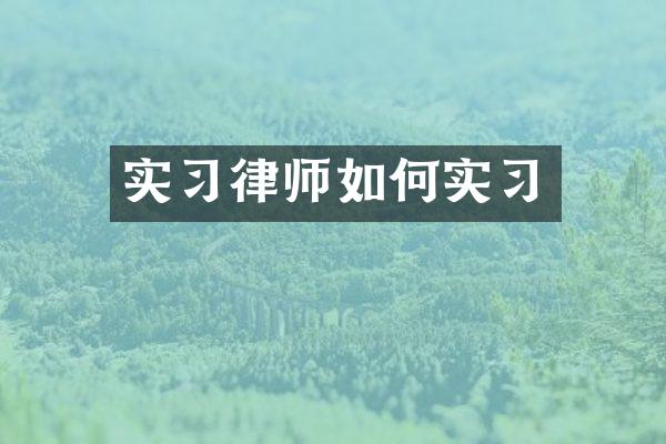 实习律师如何实习