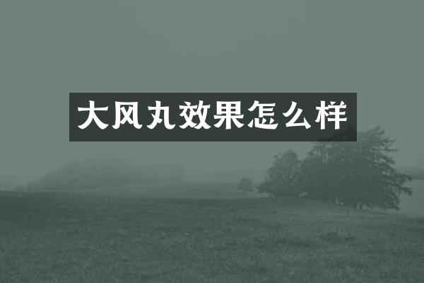 大风丸效果怎么样