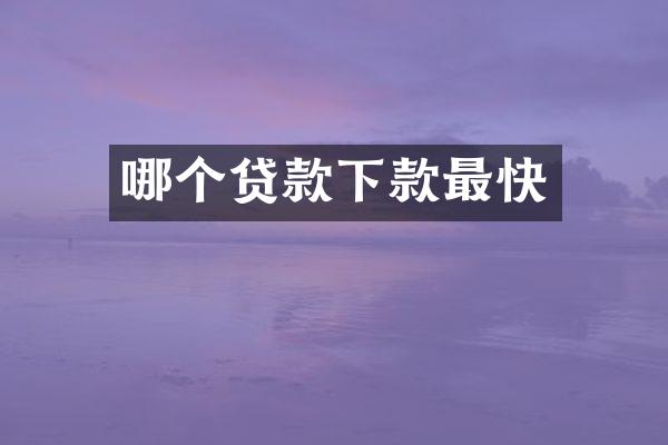 哪个贷款下款最快