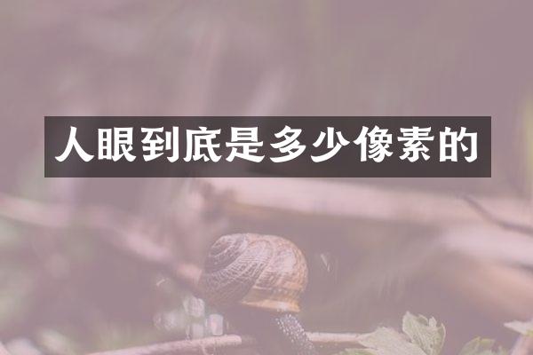 人眼到底是多少像素的