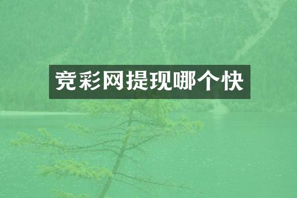 竞彩网提现哪个快