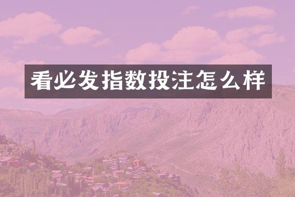 看必发指数投注怎么样