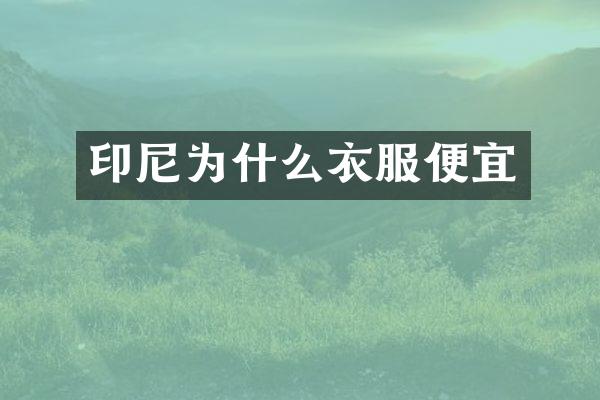 印尼为什么衣服便宜