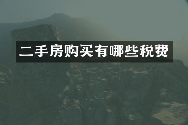 二手房购买有哪些税费