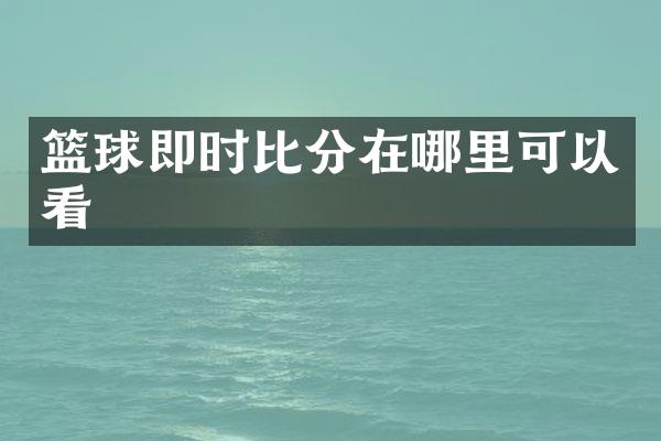 篮球即时比分在哪里可以看