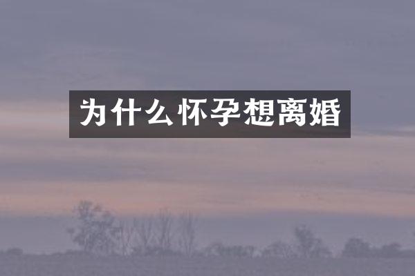 为什么怀孕想离婚