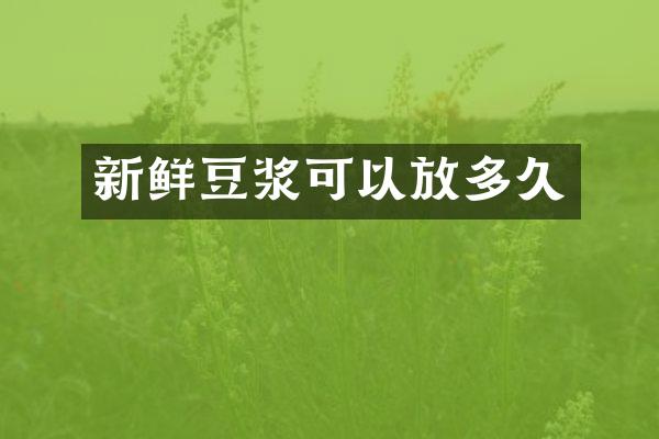 新鲜豆浆可以放多久