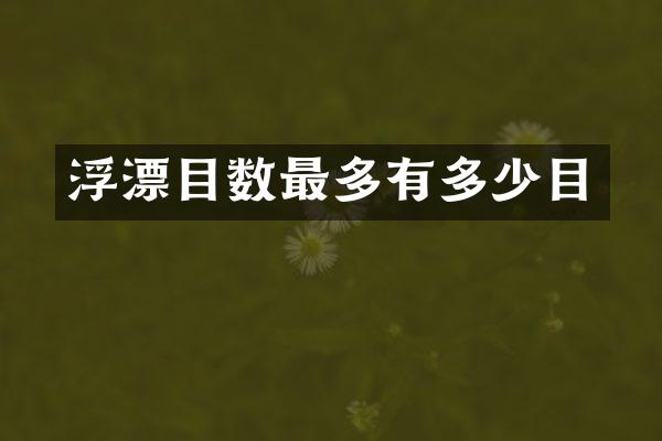 浮漂目数最多有多少目