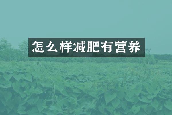 怎么样减肥有营养