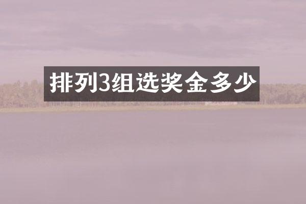 排列3组选奖金多少