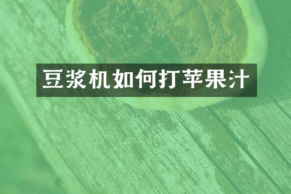 豆浆机如何打苹果汁