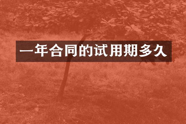 一年合同的试用期多久