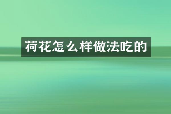 荷花怎么样做法吃的