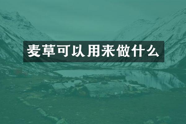 麦草可以用来做什么