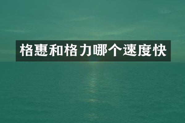 格惠和格力哪个速度快