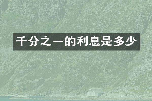 千分之一的利息是多少