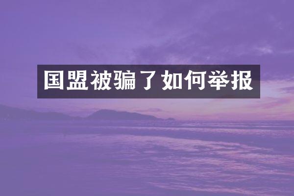 国盟被骗了如何举报